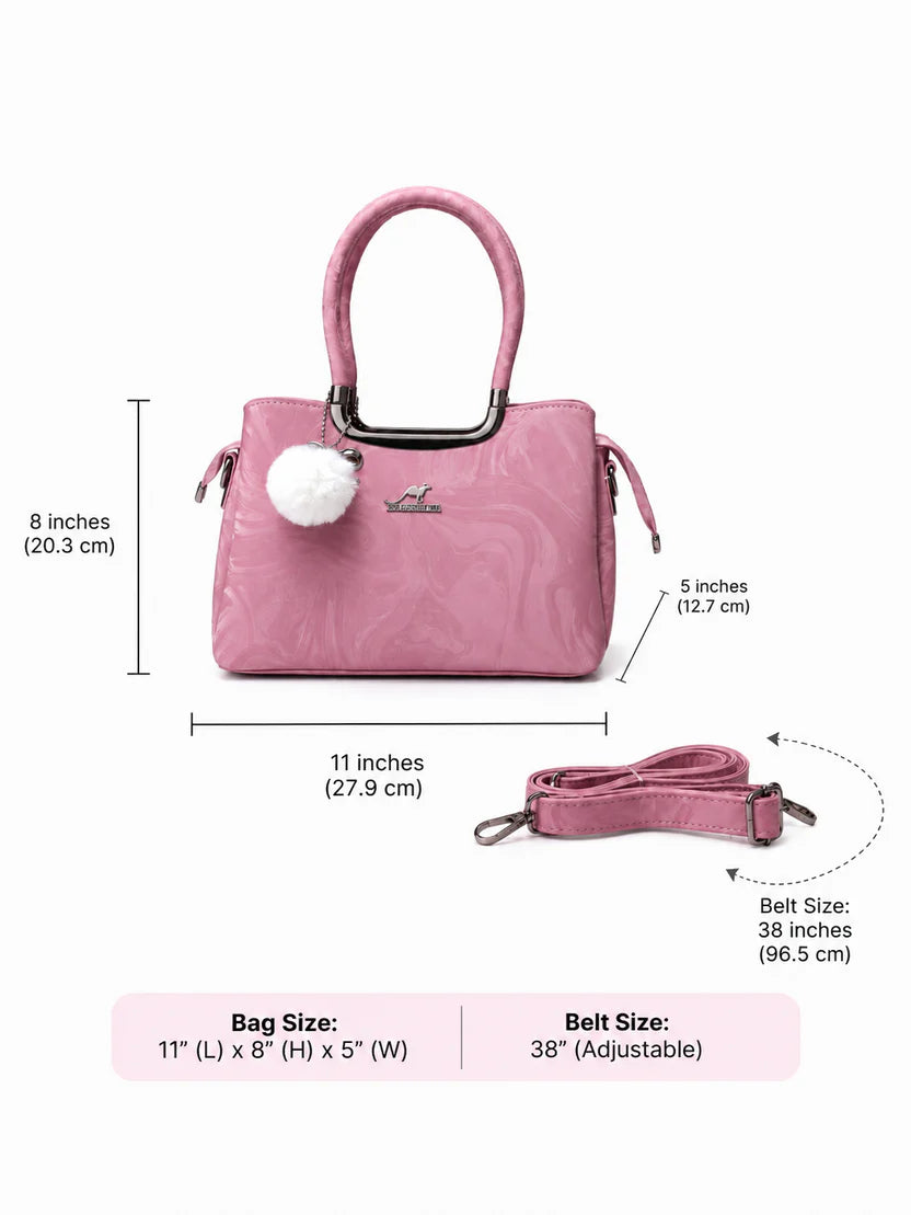 Blush Pink Glossy Shoulder Handbag