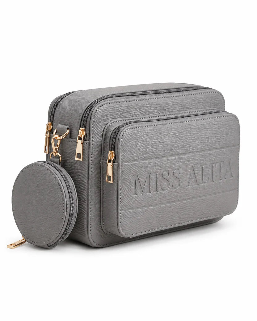 Tan Brown Multi Pocket Crossbody Bag