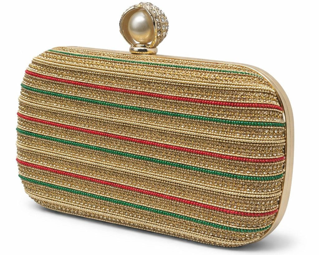 Pearl Clasp Rhinestone Clutch