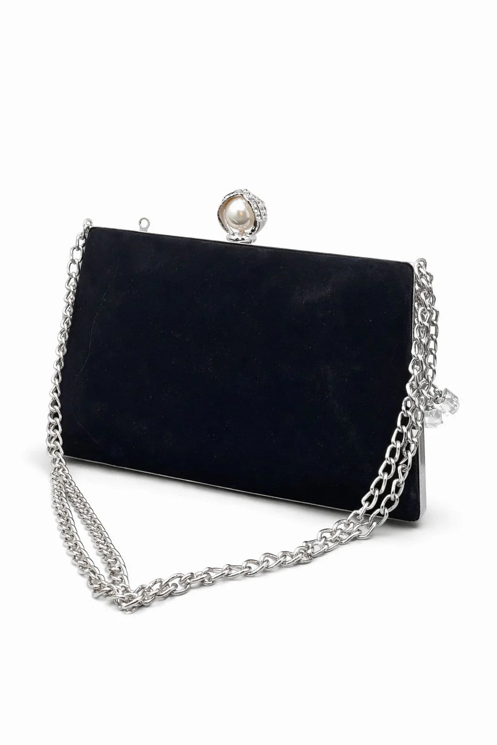 Silver Pearl Clasp Evening Clutch