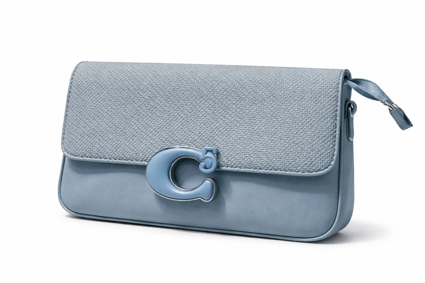 Beige Textured C-Clasp Clutch