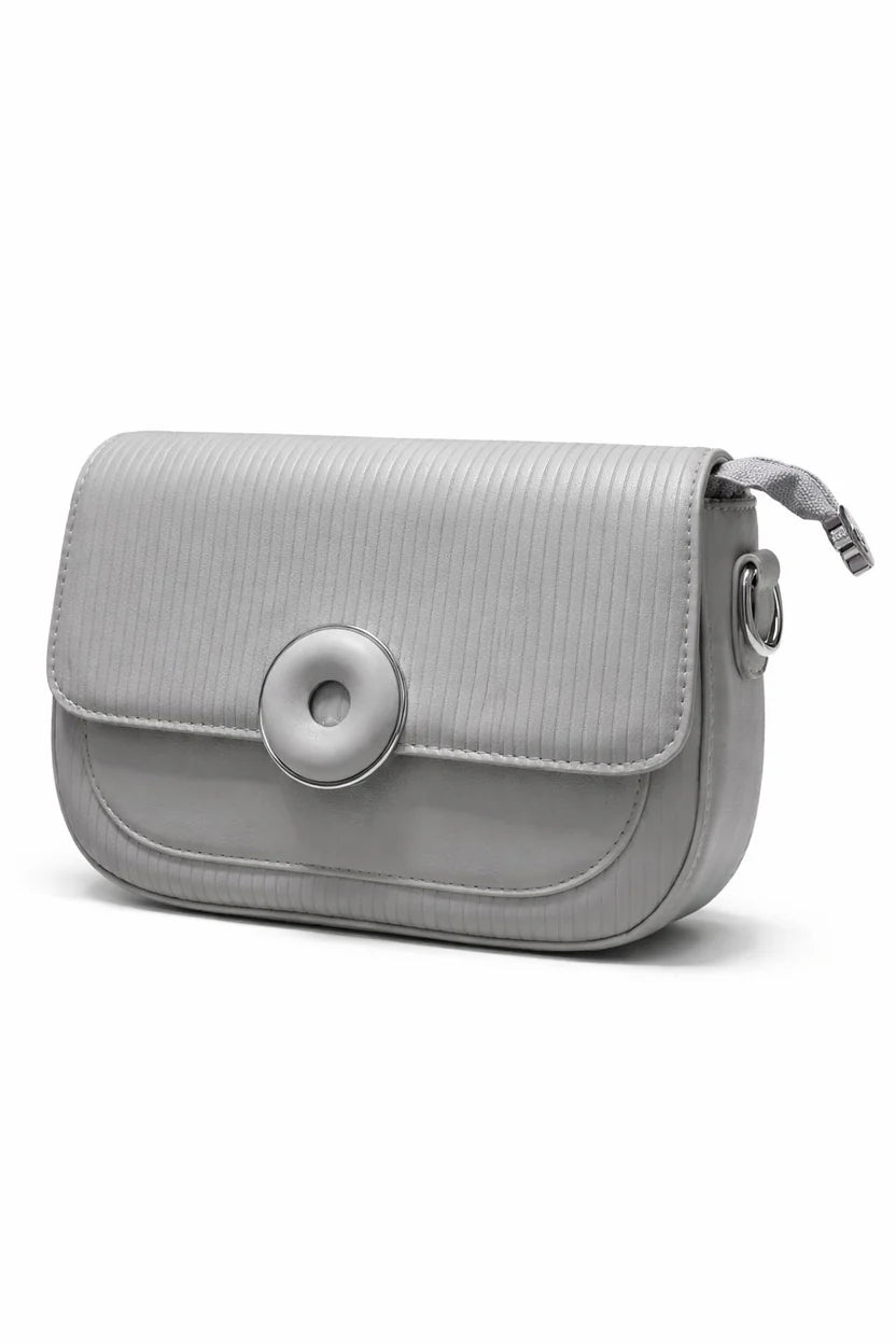 Cream Ribbed Round Clasp Clutch