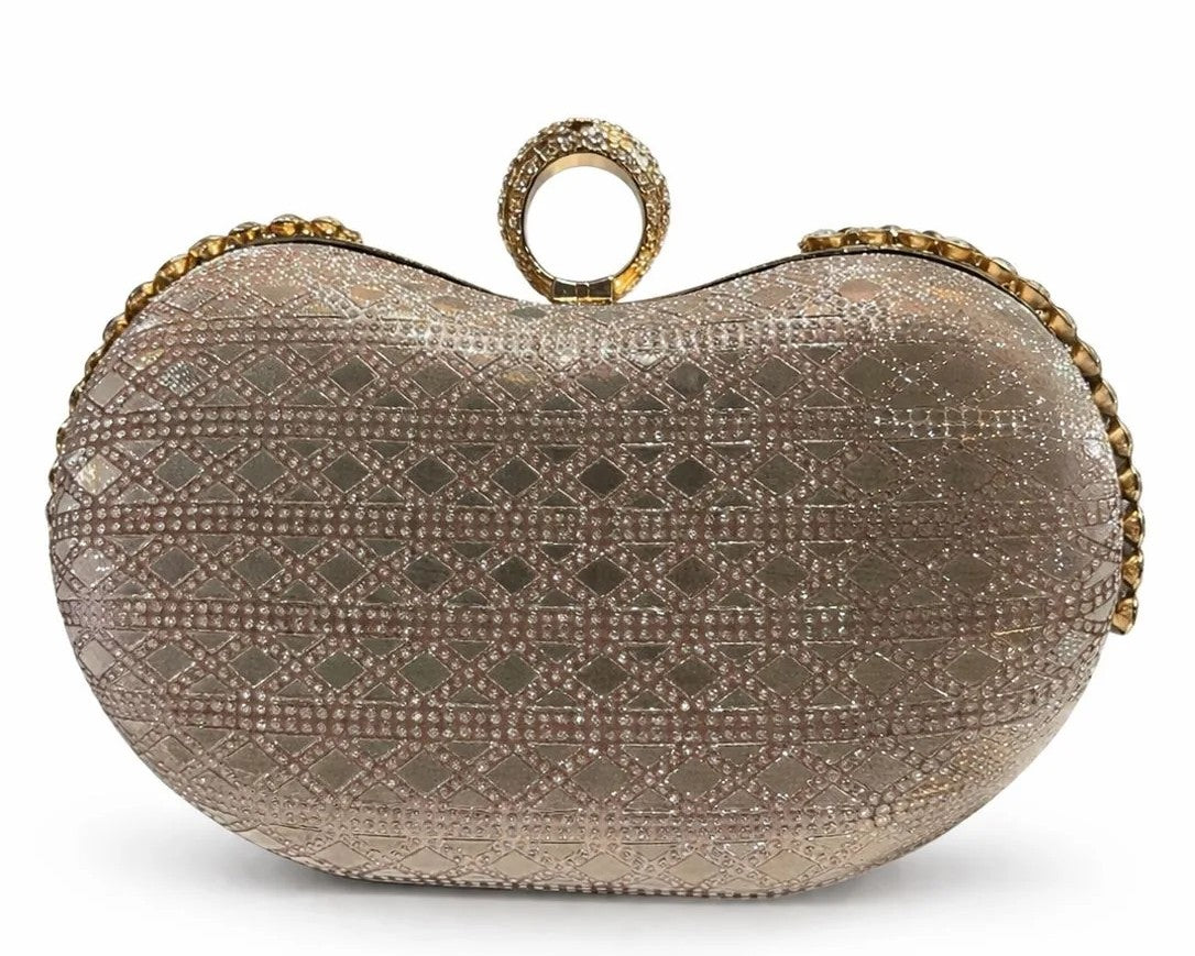 Crystal Ring Clasp Evening Clutch