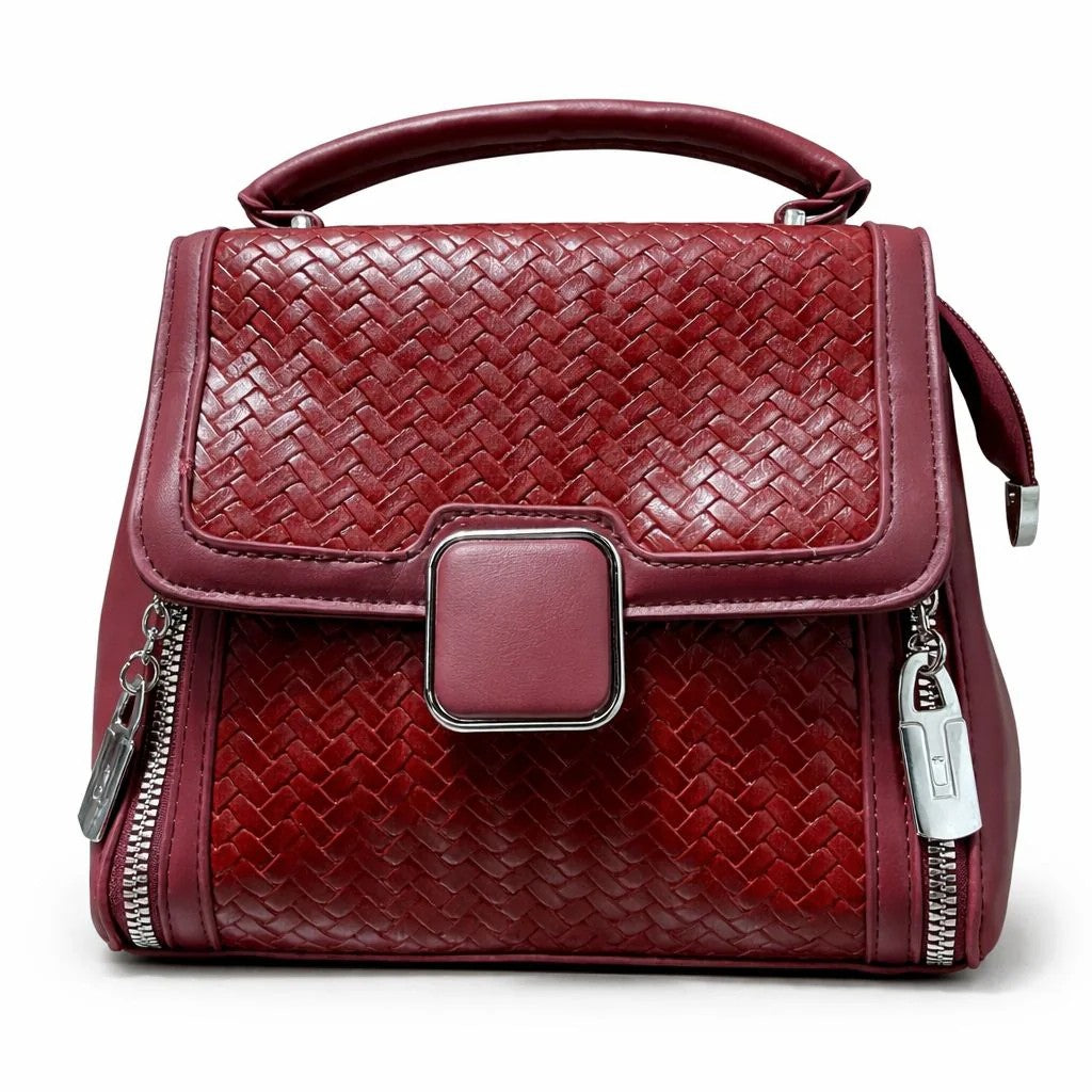 Braided Square Clasp Top Handle Handbag