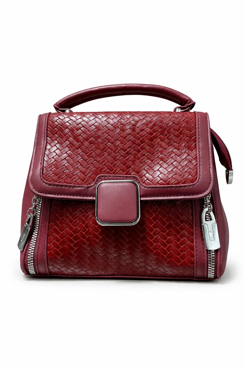 Black Braided Square Clasp Top Handle Handbag