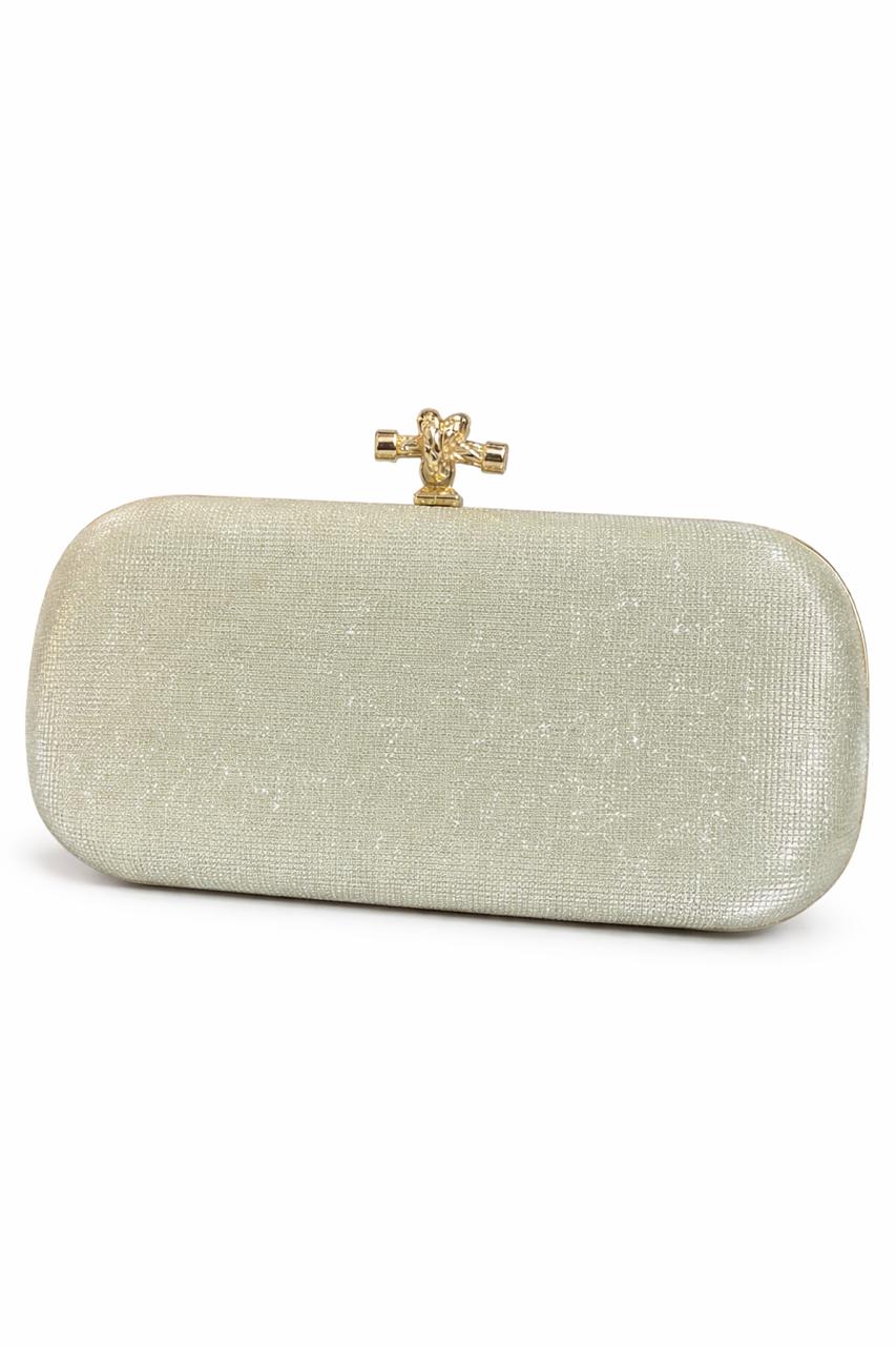 Silver Bow Clasp Evening Clutch