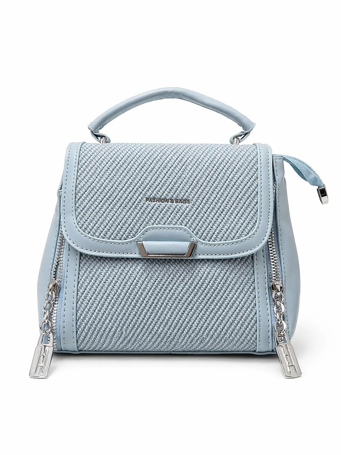 Beige Woven Zip Top Handle Handbag