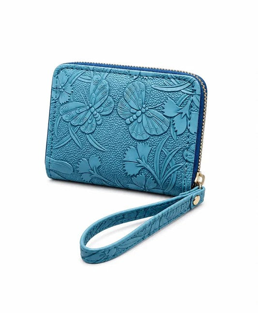 Blue Butterfly Embossed Wallet