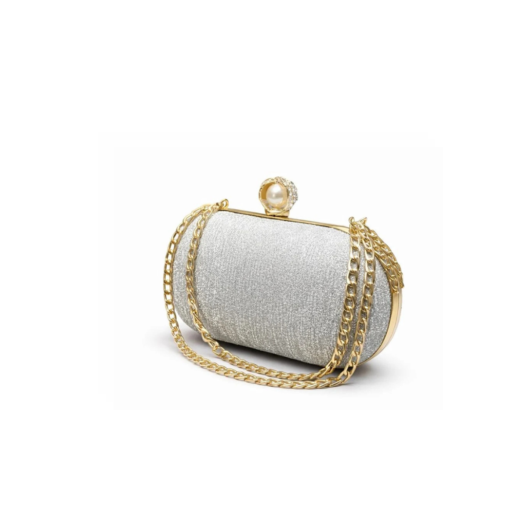 Champagne Pearl Chain Clutch