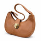 White Crescent Shoulder Bag with Gold Lock