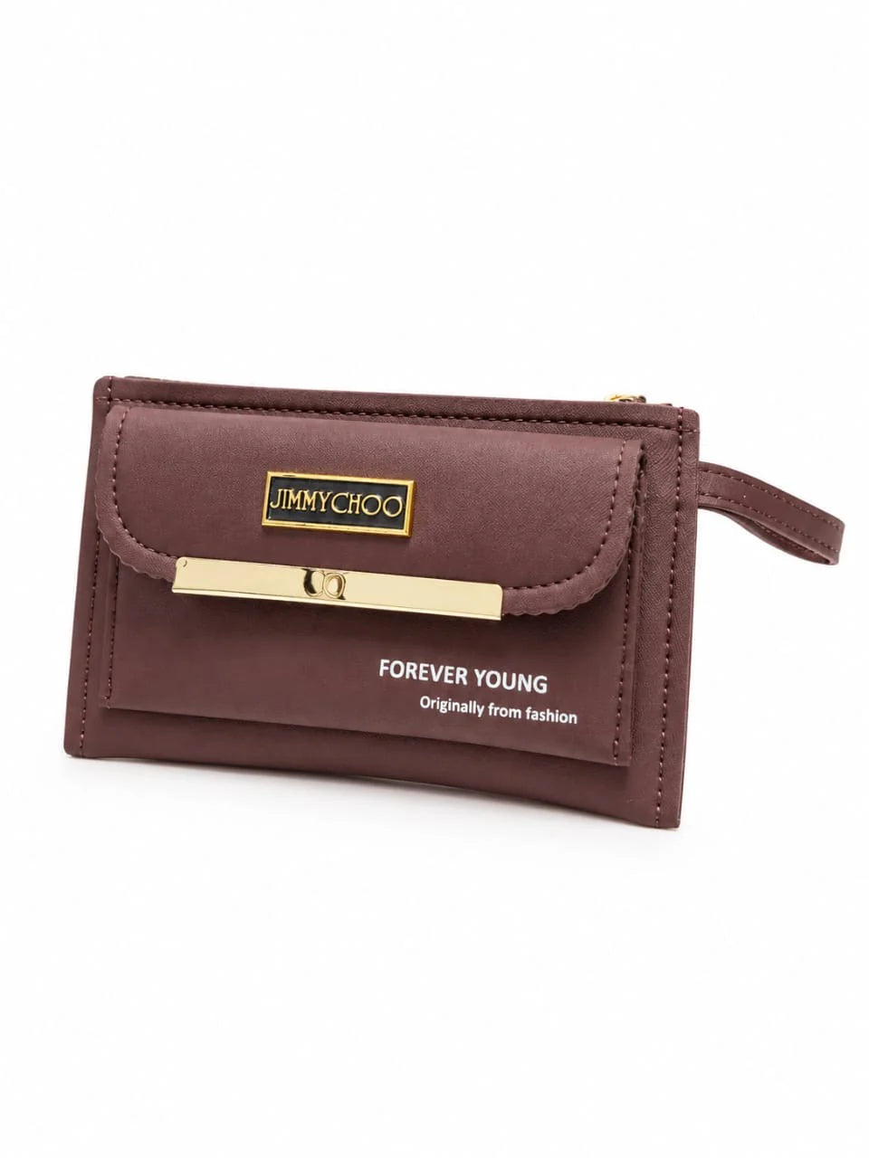 Tan Brown Front Flap Wristlet Clutch Wallet