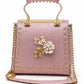 Blush Floral Studded Top Handle Handbag