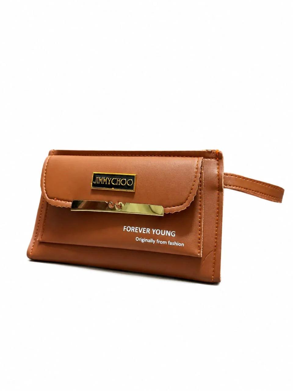 Tan Brown Front Flap Wristlet Clutch Wallet