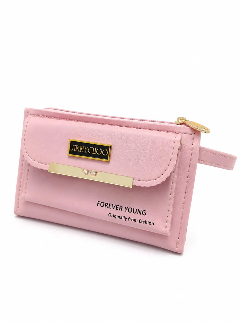 Tan Brown Front Flap Wristlet Clutch Wallet
