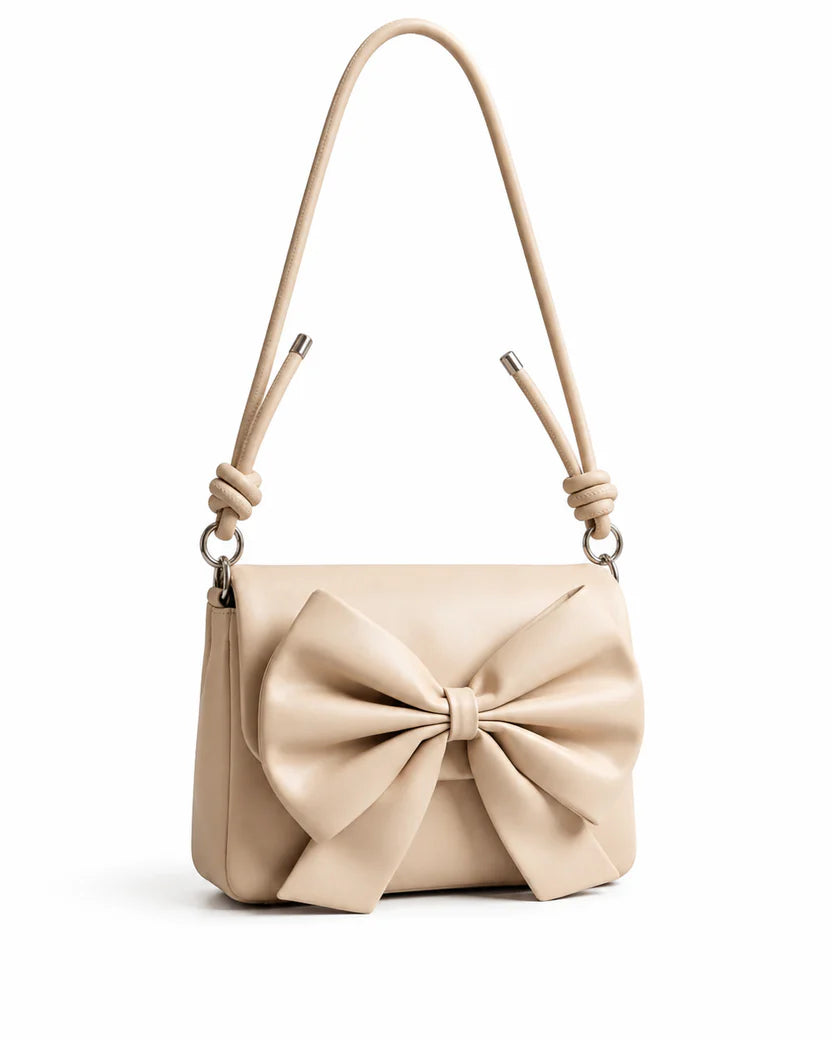 Cream Bow Shoulder Bag