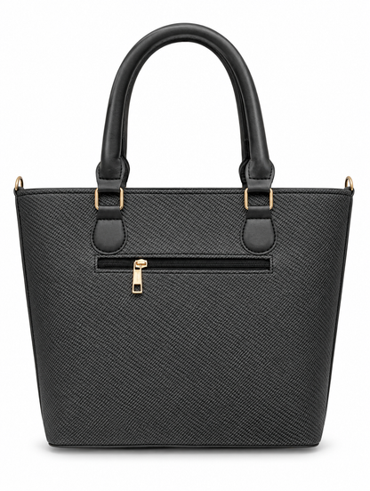 Textured Multi-Compartment Tote Handbag