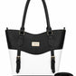 Black White Buckle Tote Handbag