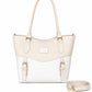 Black White Buckle Tote Handbag