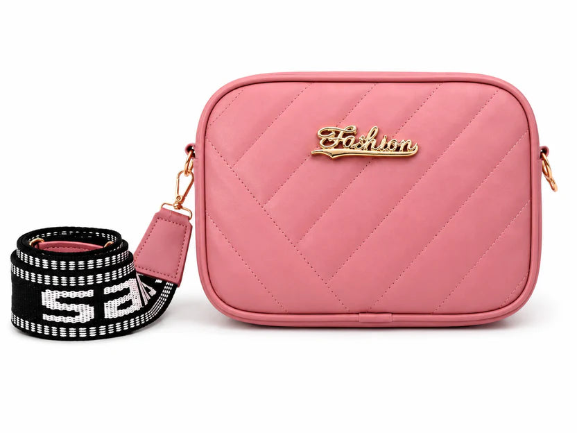 Pink Quilted Crossbody Handbag