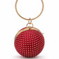 Golden Round Rhinestone Ring Handle Clutch