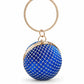 Golden Round Rhinestone Ring Handle Clutch