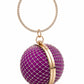 Golden Round Rhinestone Ring Handle Clutch