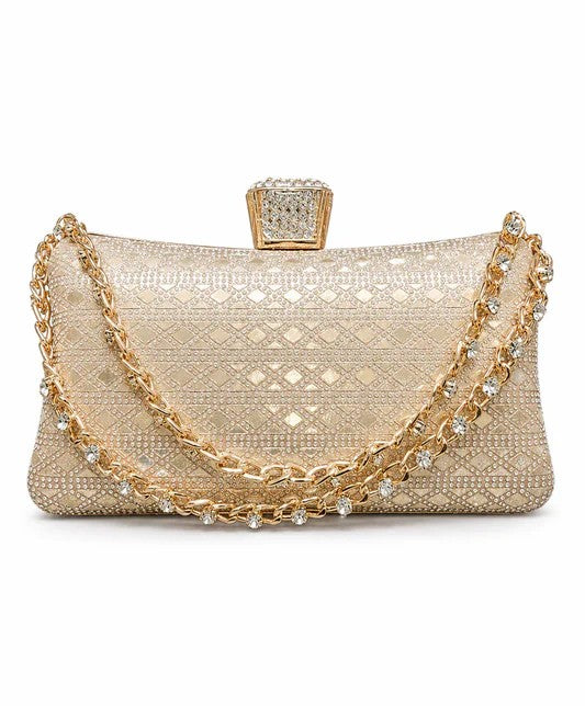 Champagne Crystal Chain Clutch
