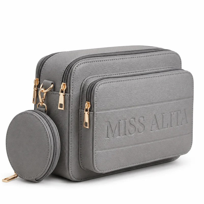 Tan Brown Multi Pocket Crossbody Bag