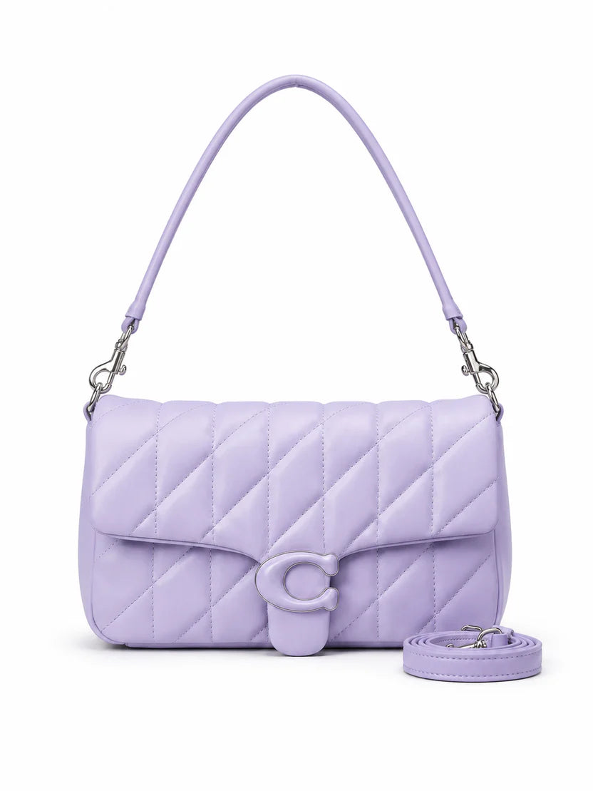 Blush Pink Quilted Shoulder Bag with C-Lock