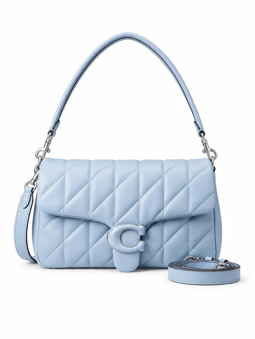 Blush Pink Quilted Shoulder Bag with C-Lock