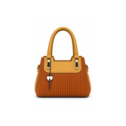 Elegant Textured Top Handle Handbag with Decorative Metal Accents