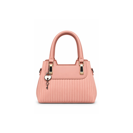 Elegant Textured Top Handle Handbag with Decorative Metal Accents