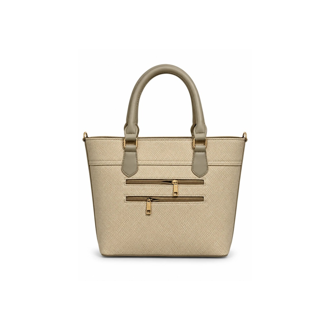 Textured Multi-Compartment Tote Handbag