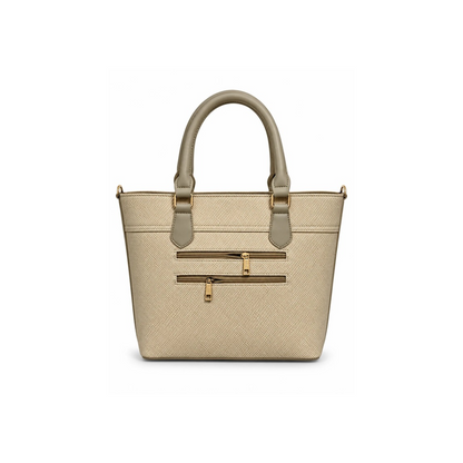 Textured Multi-Compartment Tote Handbag