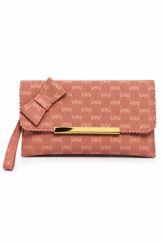 Elegant Monogram Bow Wristlet Clutch