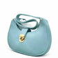 White Crescent Shoulder Bag with Gold Lock