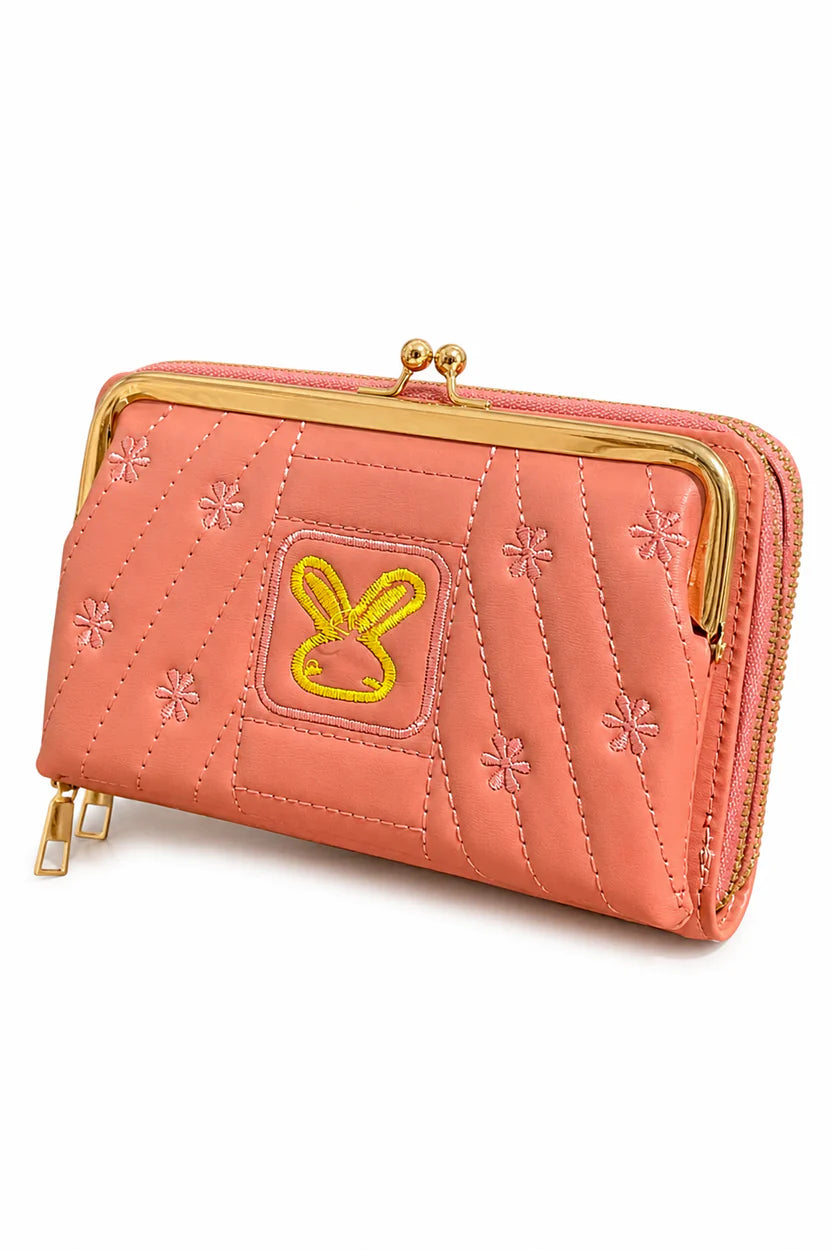 Mint Quilted Kiss-Lock Zip Wallet