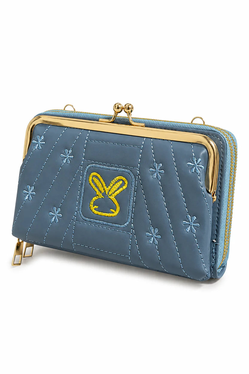 Mint Quilted Kiss-Lock Zip Wallet