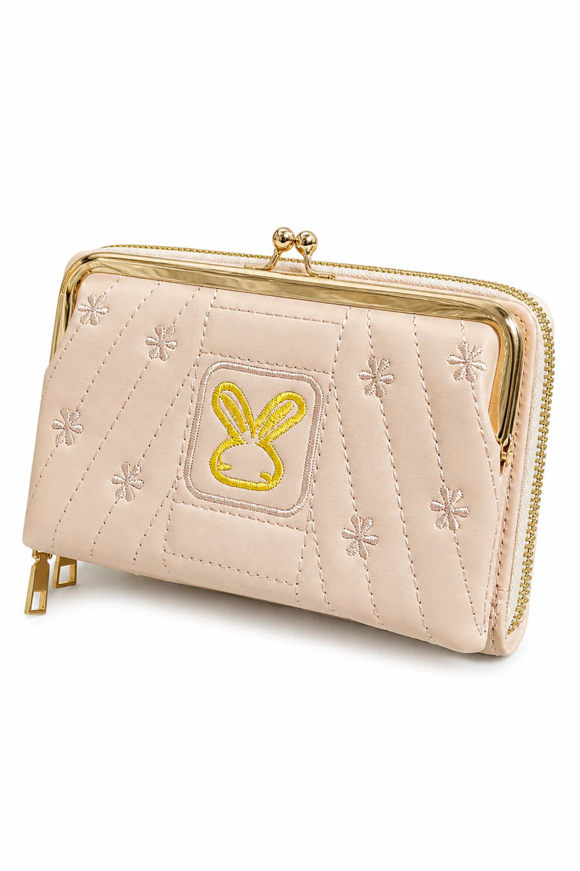 Mint Quilted Kiss-Lock Zip Wallet