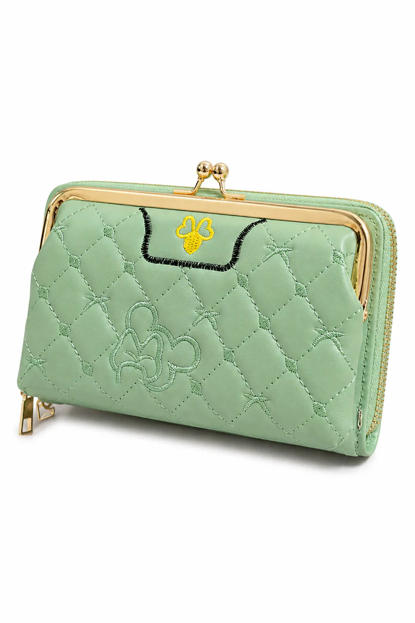 Mint Quilted Kiss-Lock Zip Wallet