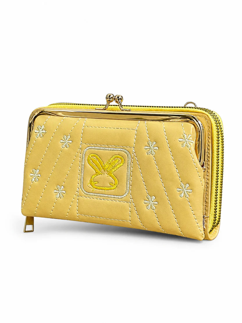 Mint Quilted Kiss-Lock Zip Wallet