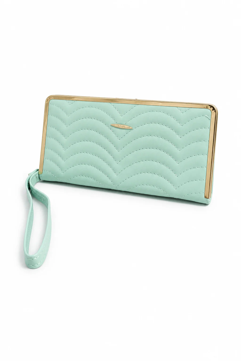 Mint Green Quilted Wristlet Clutch Wallet