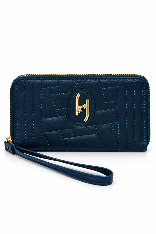 Elegant Quilted Zip-Around Wristlet Wallet