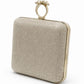 Champagne Pearl Ring Clasp Evening Clutch