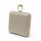 Champagne Pearl Ring Clasp Evening Clutch