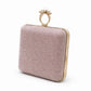 Champagne Pearl Ring Clasp Evening Clutch
