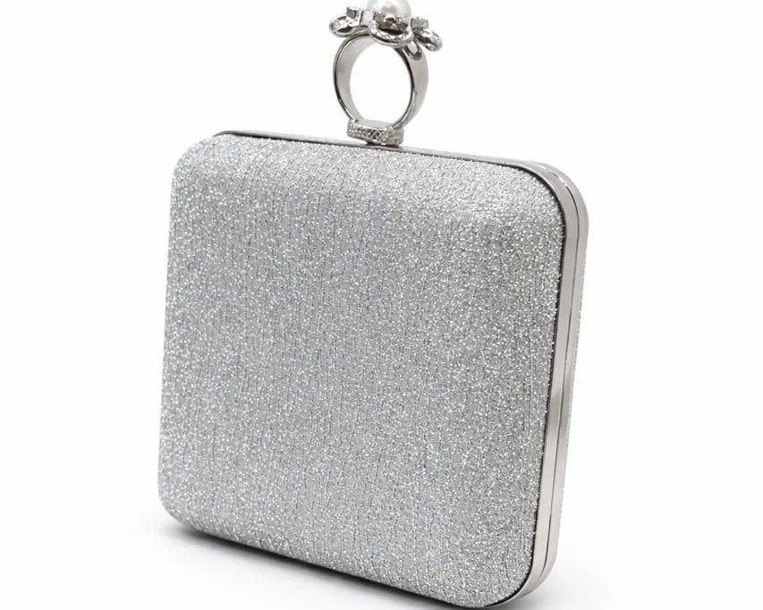 Champagne Pearl Ring Clasp Evening Clutch