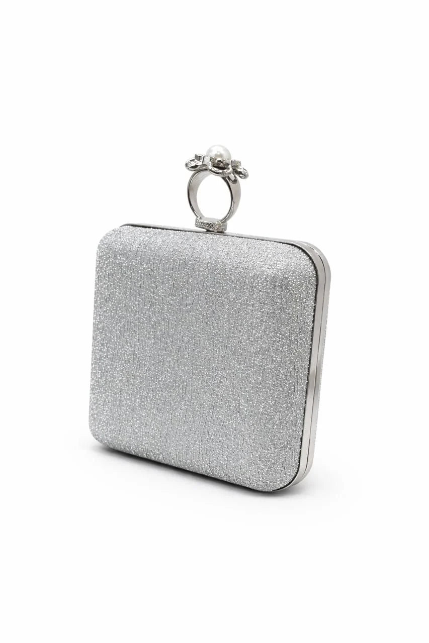 Champagne Pearl Ring Clasp Evening Clutch