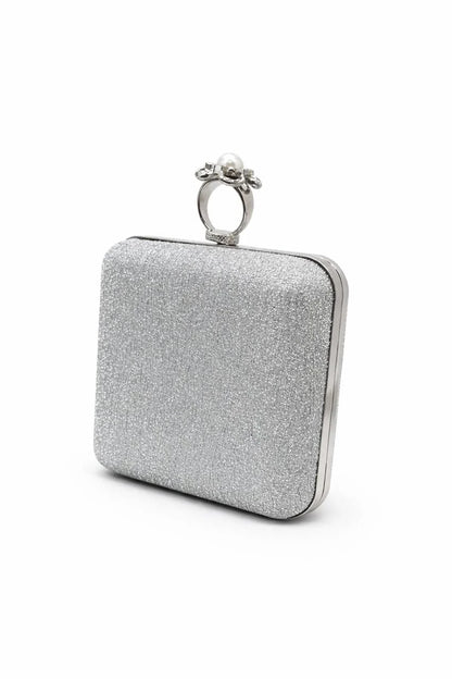 Champagne Pearl Ring Clasp Evening Clutch