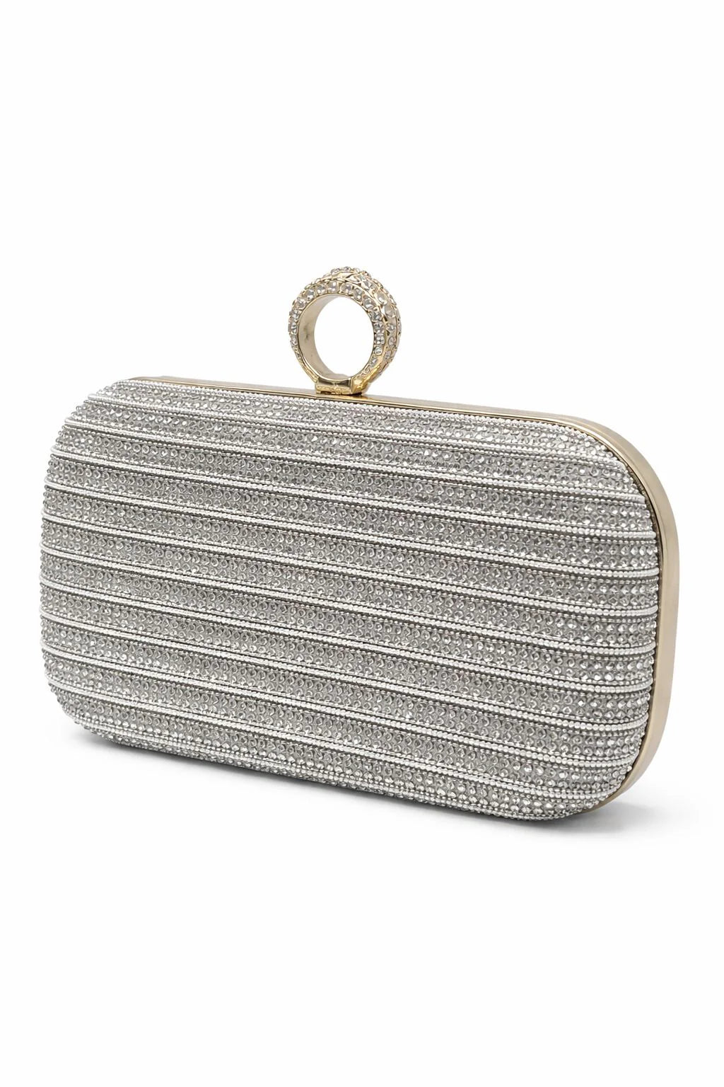 Golden Pearl Clasp Rhinestone Clutch